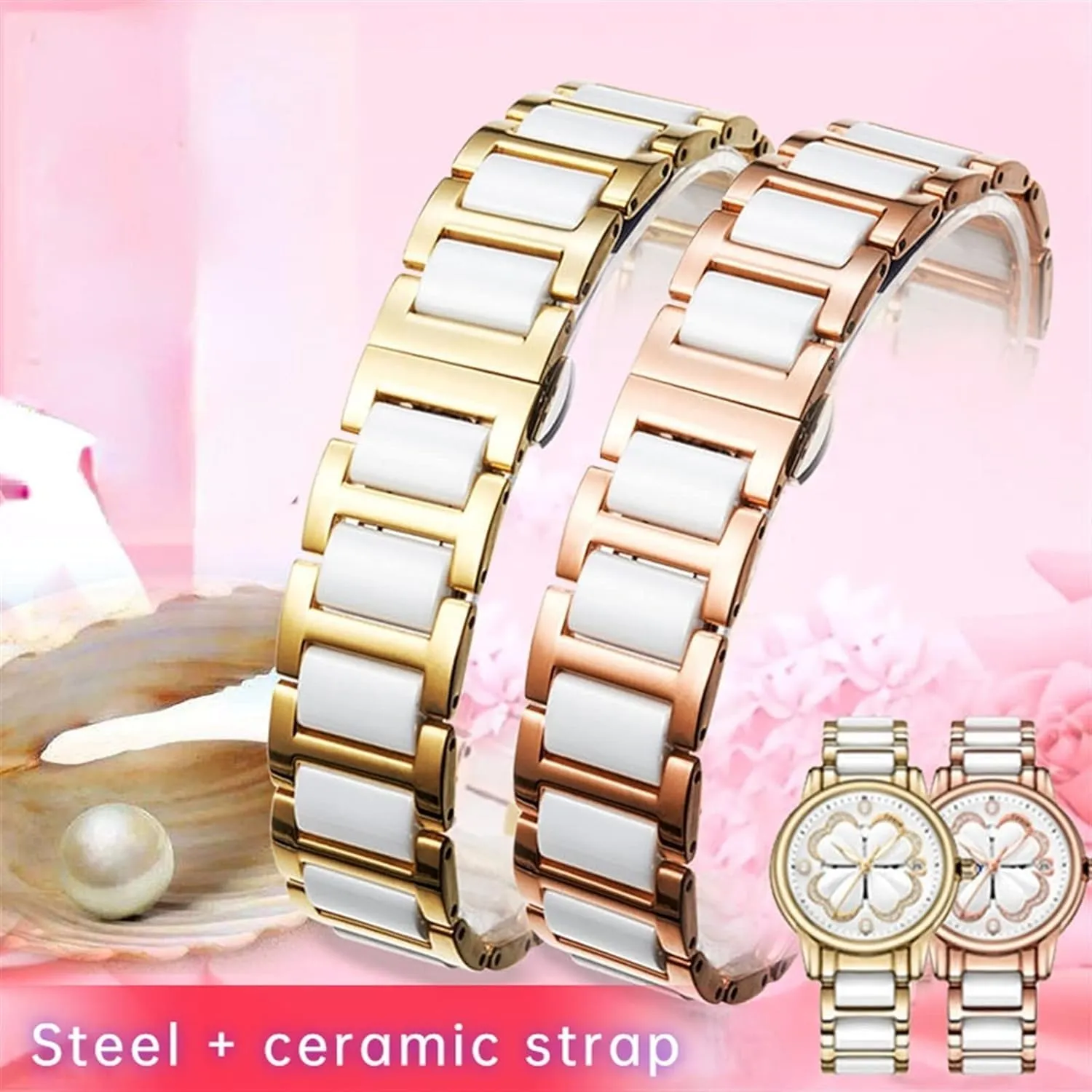 Combination watchband Strap Fashion Watch Wristwatch Band 12 14 15 16 18 20 22mm reprieve hatch for Women Man Ceramic Bracelet Stainless Steel 