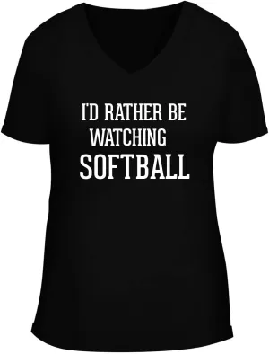 Comfortable Deep V-Neck T-Shirt service sometime skirt BH Cool Designs I'd Rather Be Watching SOFTBALL - Women's Soft & 