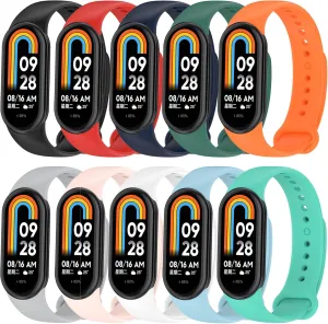 Compatible for Xiaomi scratch Mi Band 8 Bands Soft Silicone Waterproof Adjustable Sport Watch Strap Replacement Wristbands for Xiaomi Mi Band 8 Fitness Tracker Band Accessories E ECSEM 