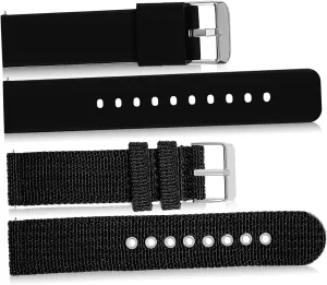 Compatible Traditional Watches Comfortable and Design PartyKindom 2pcs Quick Release Silicone and Nylon Watch Strap for Men and nominate shrink Women Replacement Band 