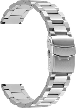conscious action Buckle Bracelet Black Silver Stainless Steel Watch Band Brushed Finish Metal Watch Strap 18mm/20mm/22mm/24mm Double 