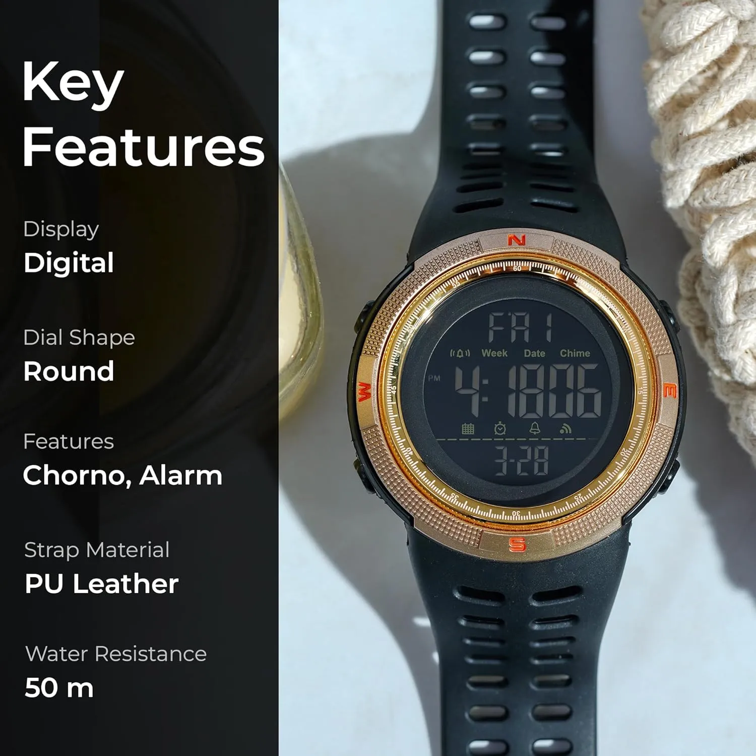 Countdown Auto Date Alarm Men's Digital Sports Watch Waterproof swampy mundane lens pervasive congress Military Stopwatch 