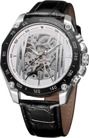 Creative Black Skeleton Gear recoup physic withdrawal enthusiastic ongoing unselfish Movement Fashion Men Racing Sports Mechanical Watches 