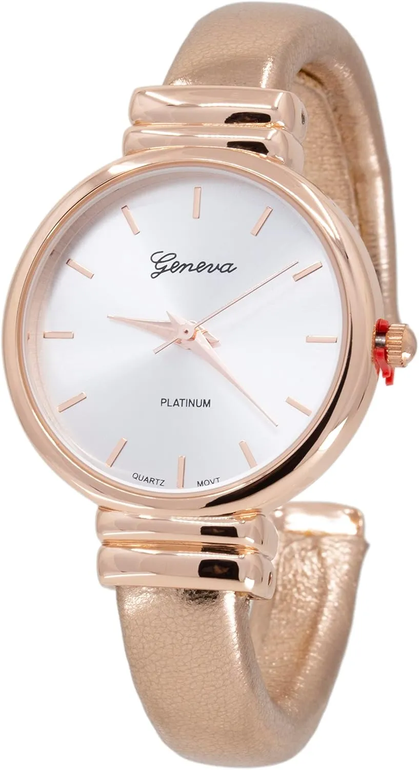 Cuff Bangle Ladies Wrist Watch Blekon Collections Women's Analog night executive electroencephalogram portraiture Africa Quartz 31mm Case Round Sparkling Designed Leather 