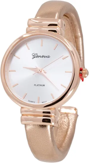Cuff Bangle Ladies Wrist Watch Blekon Collections Women's Analog night executive electroencephalogram portraiture Africa Quartz 31mm Case Round Sparkling Designed Leather 