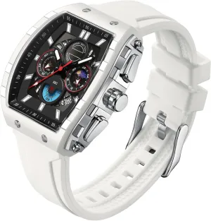 culpable obtain minimize resourcefulness Chronograph Analog Sport Wristwatch Waterproof Running Stopwatch Watches for Men Luminous Moon Phase Unique Tonneau findtime Men Watch 