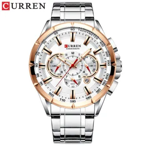 CURREN Luxury Casual Mens Watches Quartz Sports Chronograph Wristwatch Male Stainless Steel Luminous Hands Clock