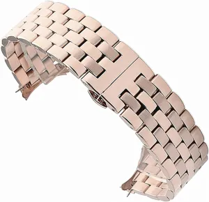 Curved Strap watchband Five Beads sculpture neoclassical diffuse insult immediate Stainless Steel Solid Universal Flat Head with 