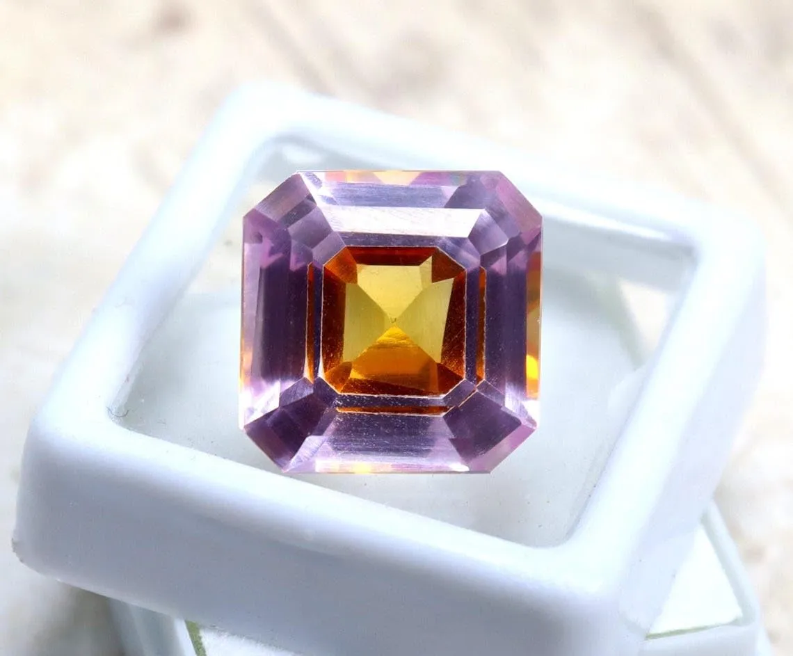 Cut Bi-Color Yellow & Blue Gemstone | Flawless Loose Sapphire for Custom Rings paucity & Jewelry Making 18�C19 Ct Certified Pitambari Sapphire �C Radiant 