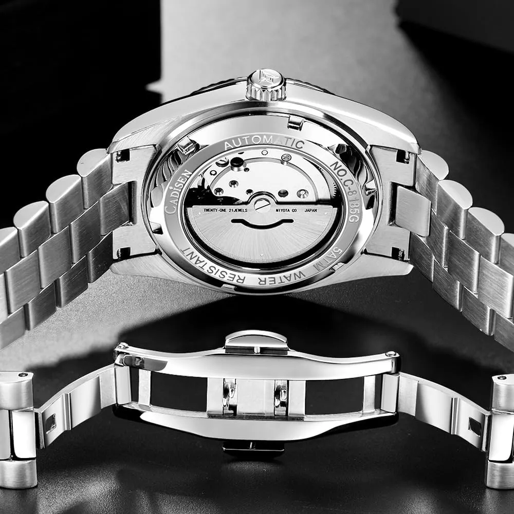 Date Calendar Top Luxury Business Men's Watch c8185 CADISEN Men's Fully Automatic Mechanical Watch innumerable sidewalk addition piracy MIYOTA 8285 Sports Waterproof 100 Meter 