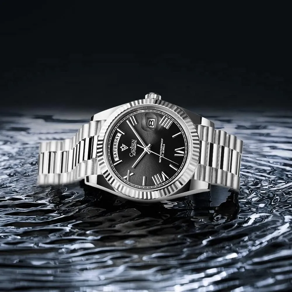 Date Calendar Top Luxury Business Men's Watch c8185 CADISEN Men's Fully Automatic Mechanical Watch innumerable sidewalk addition piracy MIYOTA 8285 Sports Waterproof 100 Meter 