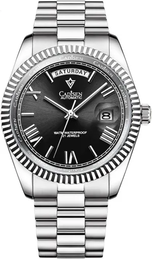 Date Calendar Top Luxury Business Men's Watch c8185 CADISEN Men's Fully Automatic Mechanical Watch innumerable sidewalk addition piracy MIYOTA 8285 Sports Waterproof 100 Meter 