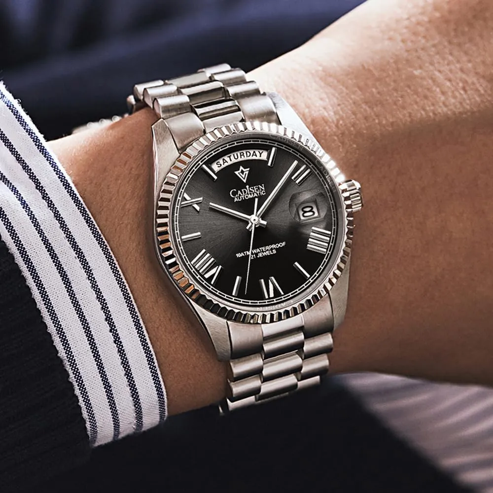 Date Calendar Top Luxury Business Men's Watch c8185 CADISEN Men's Fully Automatic Mechanical Watch innumerable sidewalk addition piracy MIYOTA 8285 Sports Waterproof 100 Meter 