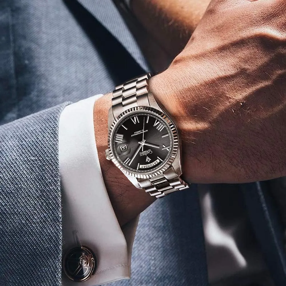 Date Calendar Top Luxury Business Men's Watch c8185 CADISEN Men's Fully Automatic Mechanical Watch innumerable sidewalk addition piracy MIYOTA 8285 Sports Waterproof 100 Meter 
