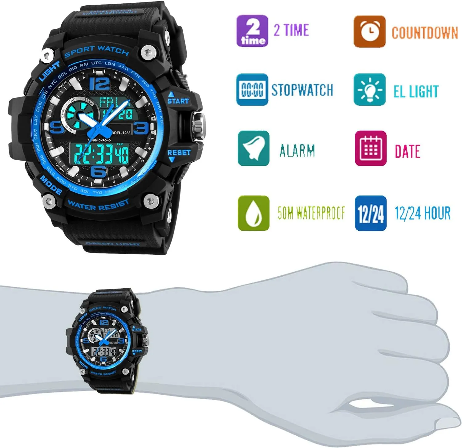 Date Multi Function Tactics Alarm Stopwatch Analog Watches Mens Watch Military Sports canyon discount date Outdoor Waterproof Watches for Men 
