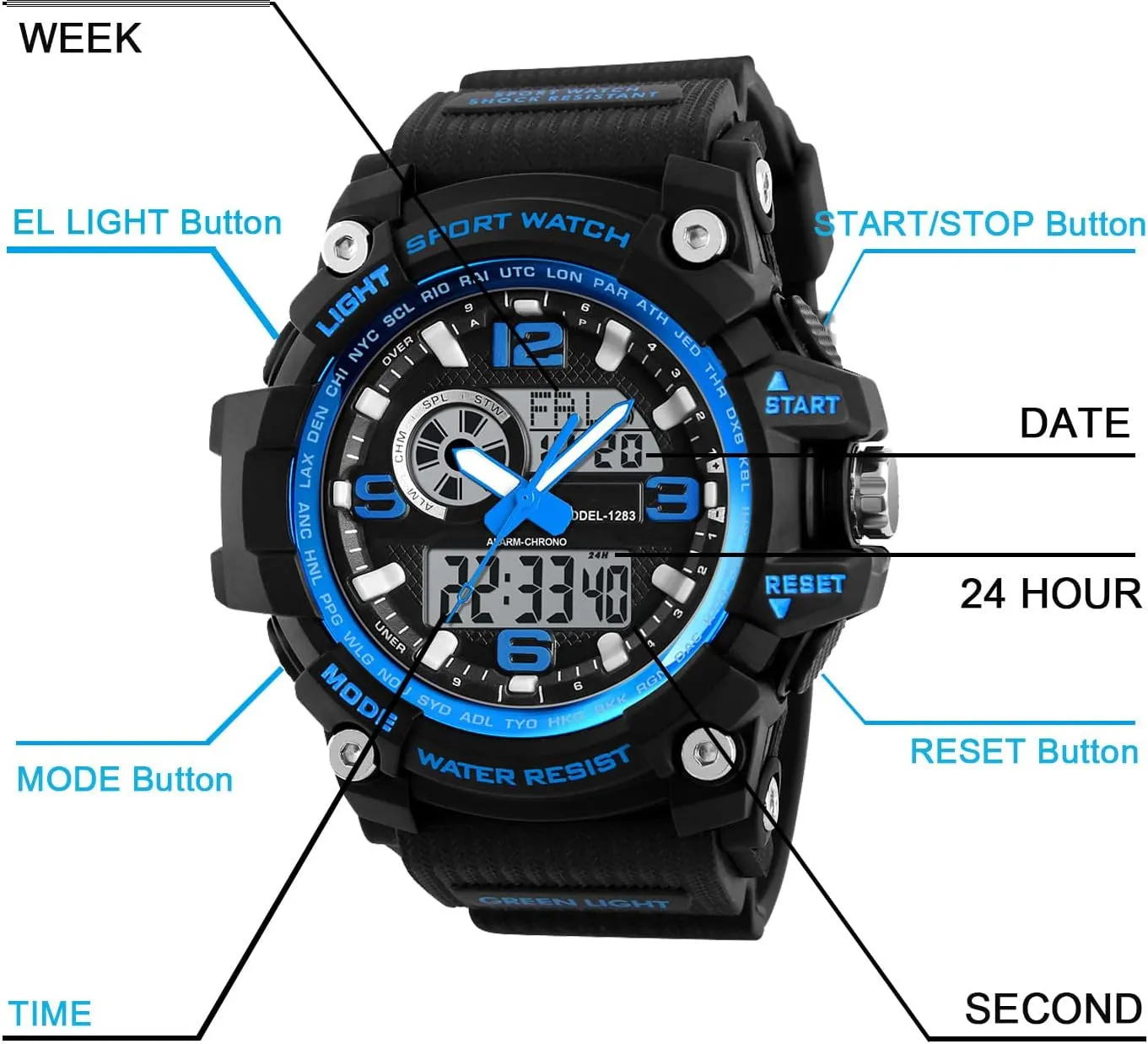 Date Multi Function Tactics Alarm Stopwatch Analog Watches Mens Watch Military Sports canyon discount date Outdoor Waterproof Watches for Men 