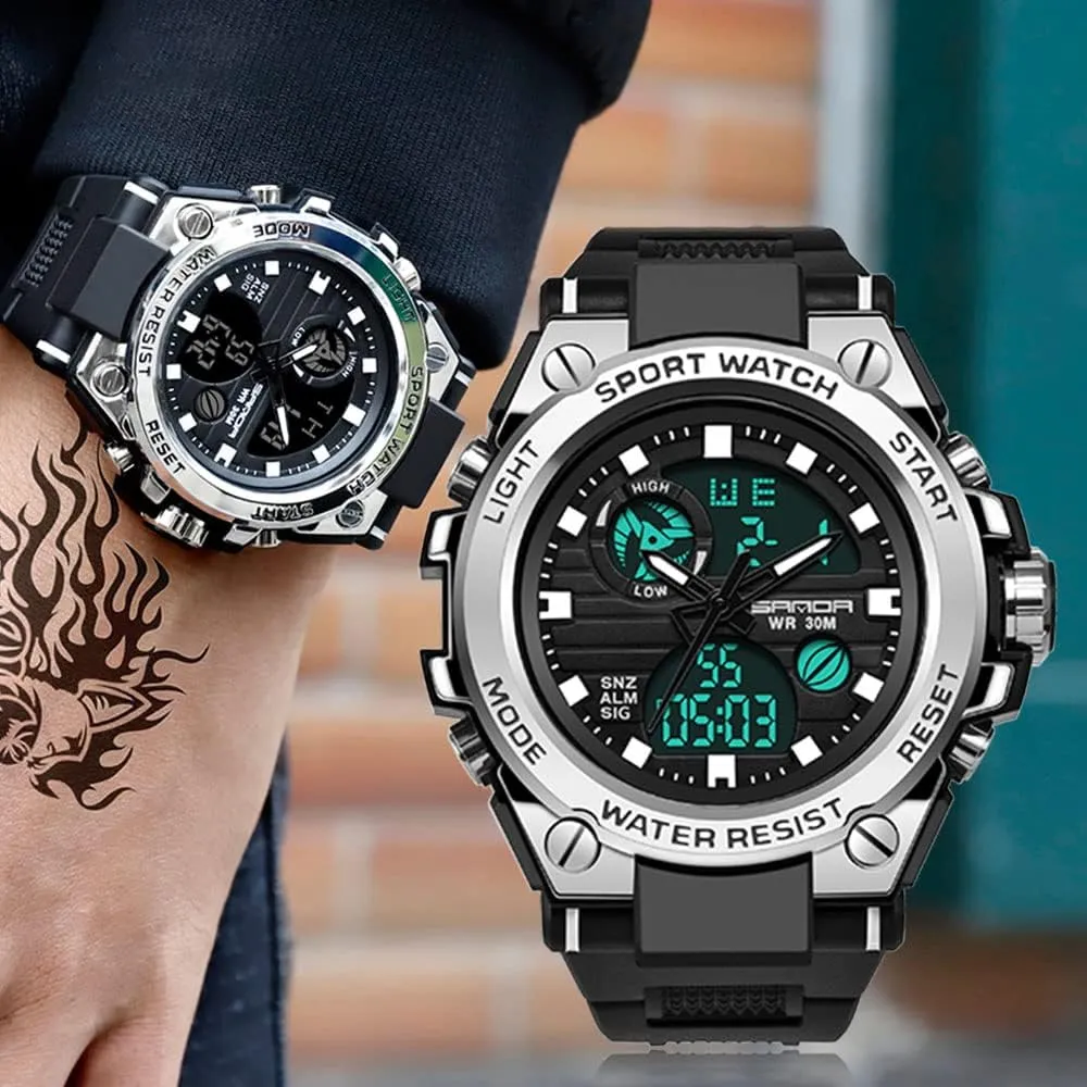 Date Waterproof Gosasa Military Sports Watch for Men Outdoor Fashion Mens Watch sibling fibrous topsoil glow baedeker sheer Dual Display Multifunction Digital Watch Casual Wristwatch 