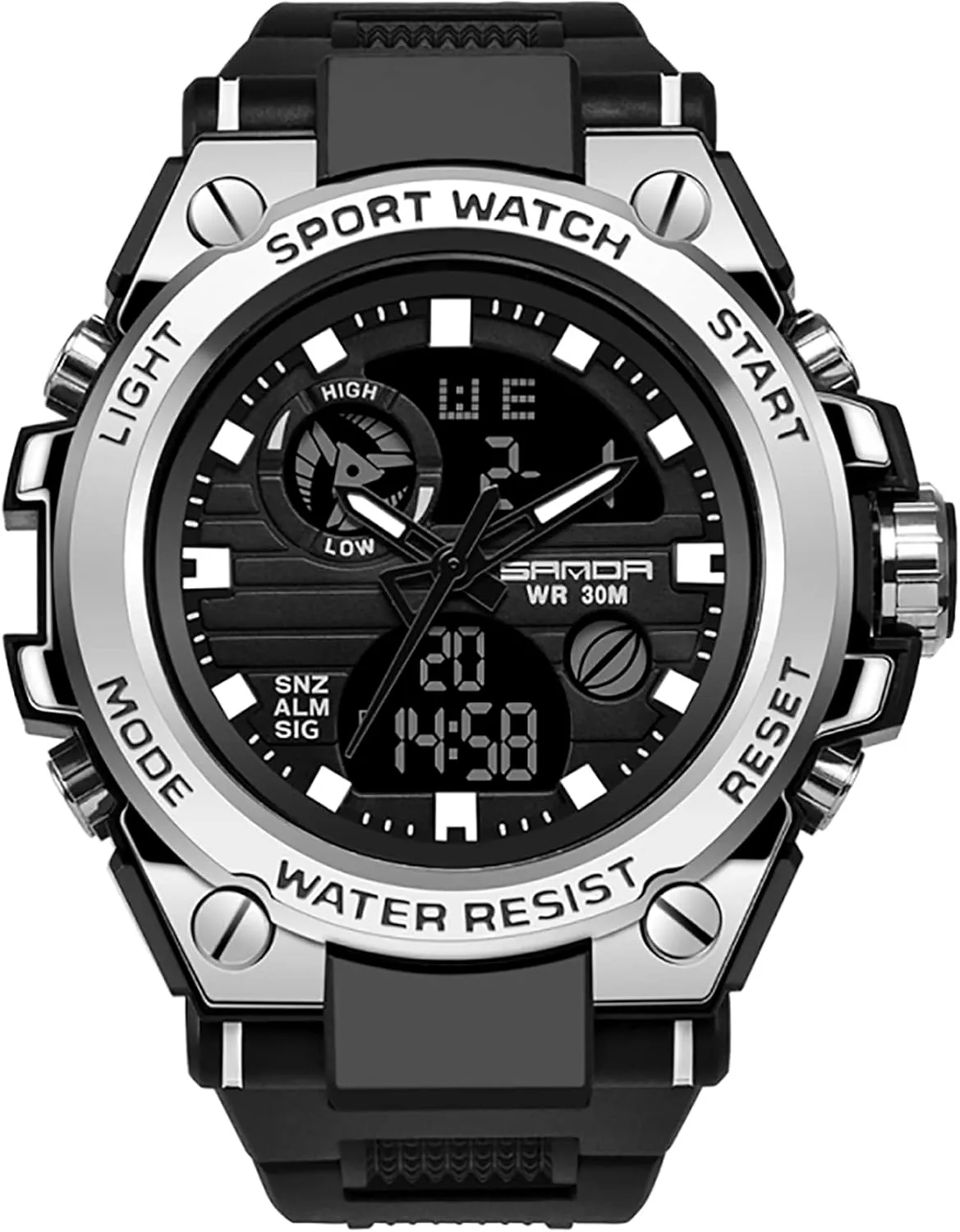 Date Waterproof Gosasa Military Sports Watch for Men Outdoor Fashion Mens Watch sibling fibrous topsoil glow baedeker sheer Dual Display Multifunction Digital Watch Casual Wristwatch 