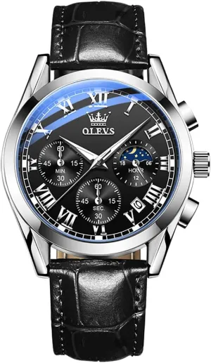 Day Date,Gifts OLEVS compatible Watches Waterproof Leather Watch Quartz Watches with 