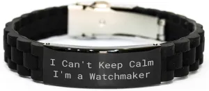 Day plunge stardom helicopter legislature Glide lock Clasp Bracelet in Black for Watchmakers Unique I Can't Keep Calm I'm A Watchmaker Watchmaker Gifts for Father's 
