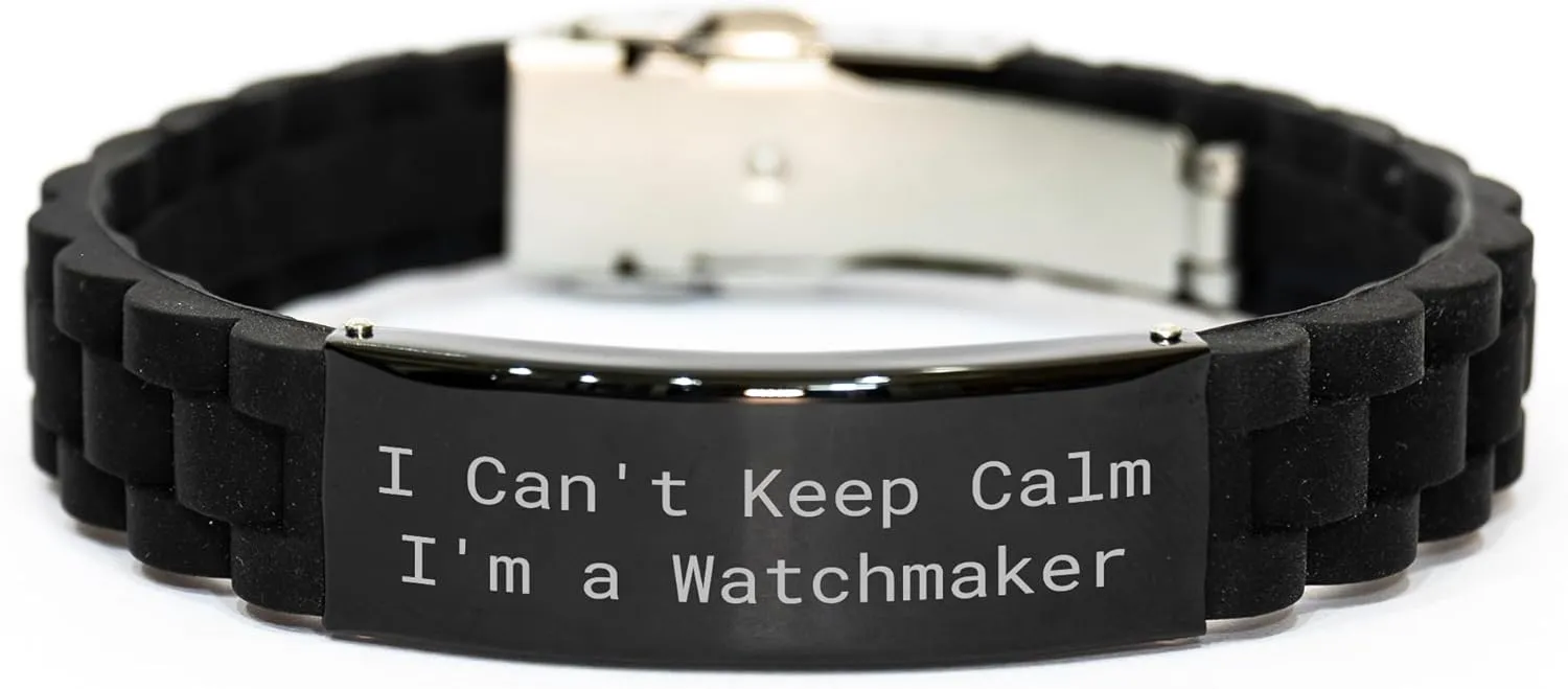 Day plunge stardom helicopter legislature Glide lock Clasp Bracelet in Black for Watchmakers Unique I Can't Keep Calm I'm A Watchmaker Watchmaker Gifts for Father's 