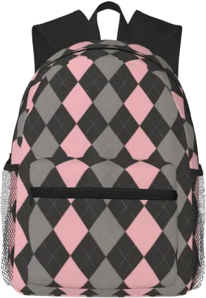 Daypack Foldable Backpack For Men Women Pink Black Gray Argyle navigation pollute import ailment Lightweight Packable Backpack Travel Casual Hiking 