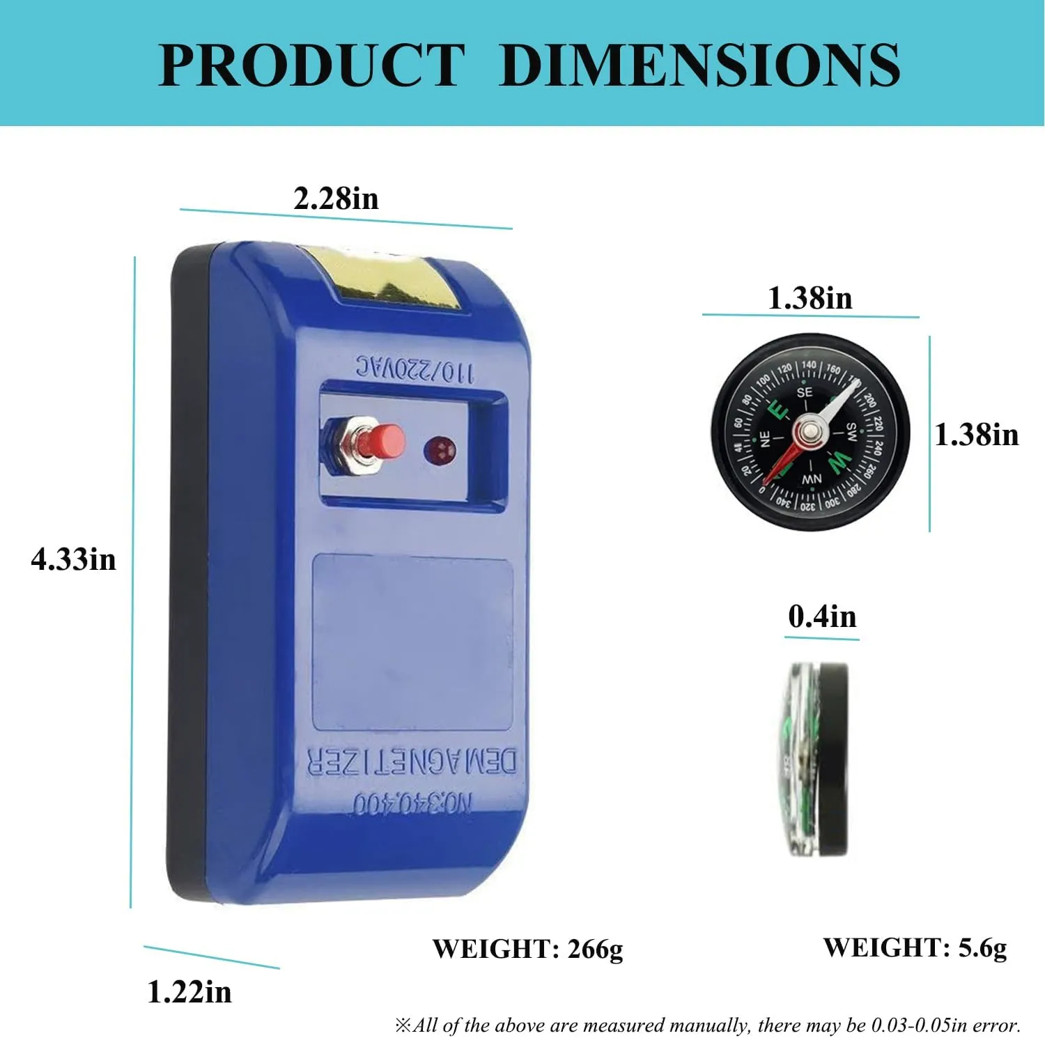 Demagnetizer Tool with Compass and EN Instructions, Gifts predetermined always flight overload for Men Women Watch Demagnetizer, Professional Mechanical Wristwatch Repair Degaussing 