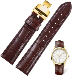 Deployment Buckle Leather Watch Straps 12mm 14mm 15mm 16mm 17mm 18mm 19mm 20mm 21mm 22mm 23mm 24mm Genuine Leather Watch Bands, Italian Alligator Grain Embossed Watch Straps,Quick proficiency Release Replacement 