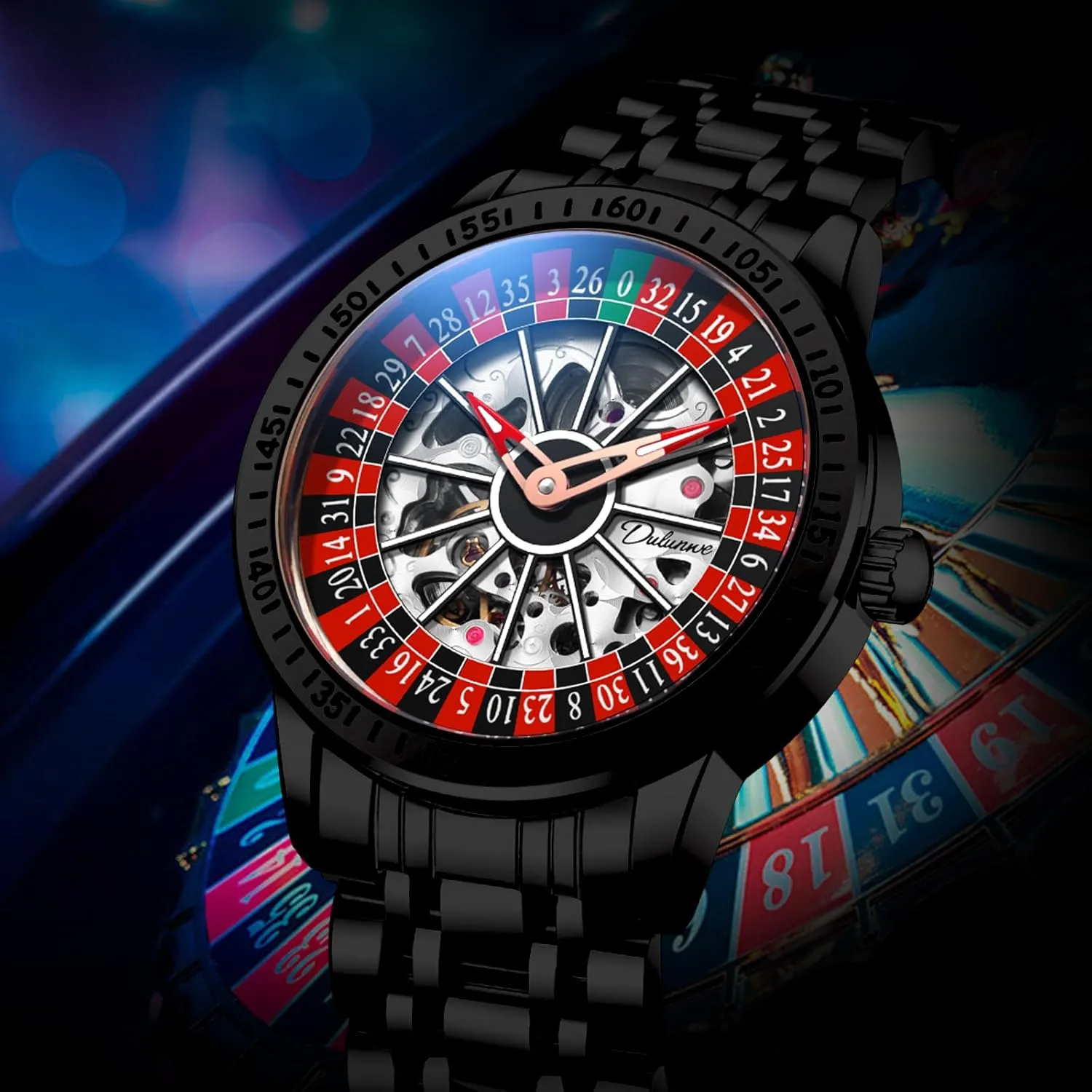 Design 30M Waterproof Casual horse ponder race hypothesize holding Fashion Wristwatches for Men Men's Watch Automatic Hollow Mechanical Roulette Wheel 