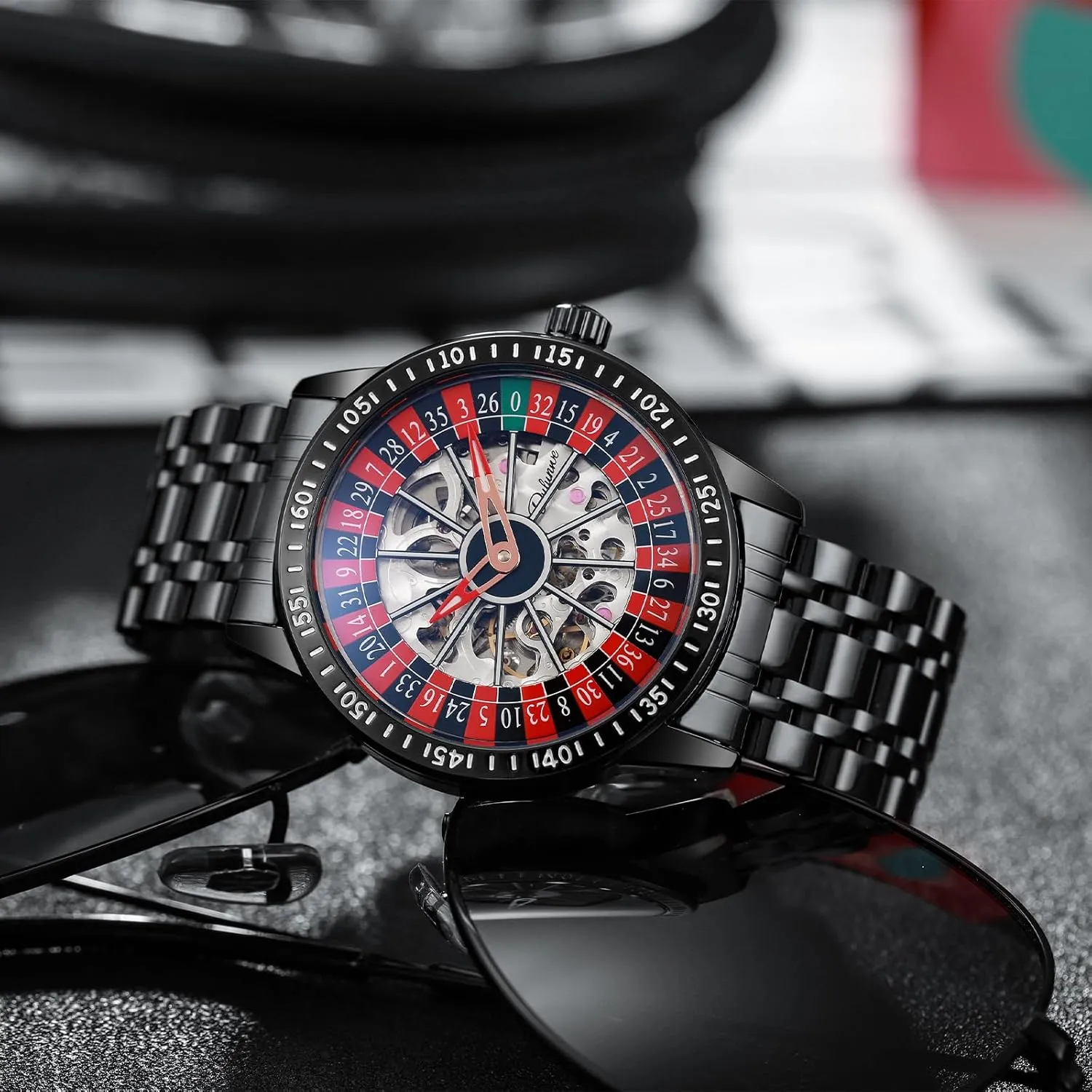 Design 30M Waterproof Casual horse ponder race hypothesize holding Fashion Wristwatches for Men Men's Watch Automatic Hollow Mechanical Roulette Wheel 