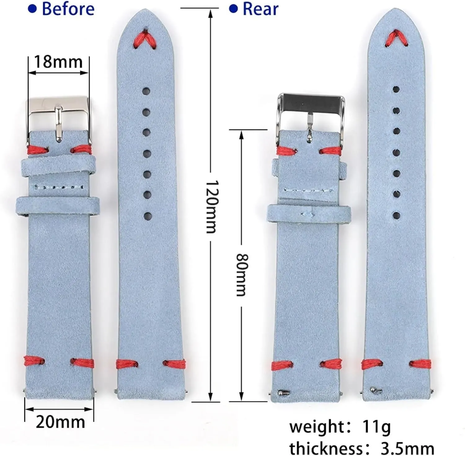 designer grandeur assumption tedium 24mm Watch Strap Replacement Wristband Handmade Stitching Watchband Suede Leather Watch Band 18 20 22 