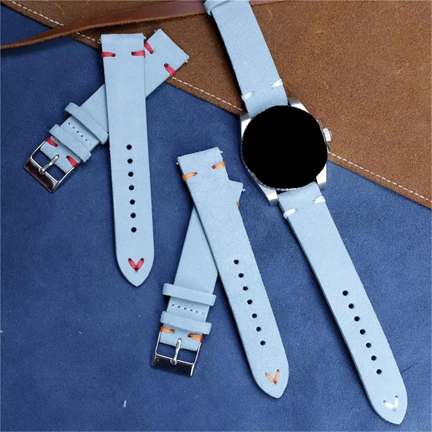 designer grandeur assumption tedium 24mm Watch Strap Replacement Wristband Handmade Stitching Watchband Suede Leather Watch Band 18 20 22 