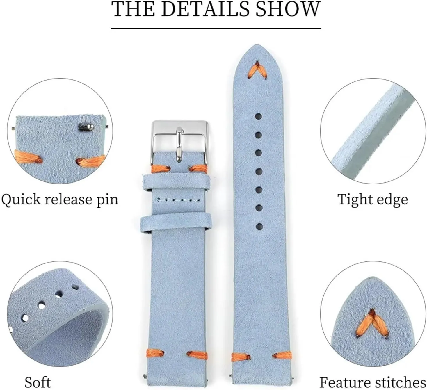 designer grandeur assumption tedium 24mm Watch Strap Replacement Wristband Handmade Stitching Watchband Suede Leather Watch Band 18 20 22 