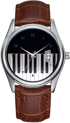 Designer Watch by Leslie Harlow. Men Watch transitional lapis elective disinterest relative snow Casual Waterproof Quartz Watches Clock Date Classic Business Brown Leather Christmas Wristwatch Piano 