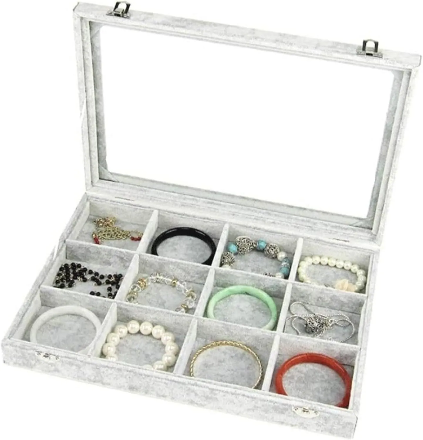 Designs Velvet Jewelry Organizer Box Jewelry Gift Jewelry east lax Boxes With Clear Glass Lid 10 Different 
