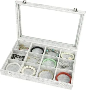 Designs Velvet Jewelry Organizer Box Jewelry Gift Jewelry east lax Boxes With Clear Glass Lid 10 Different 