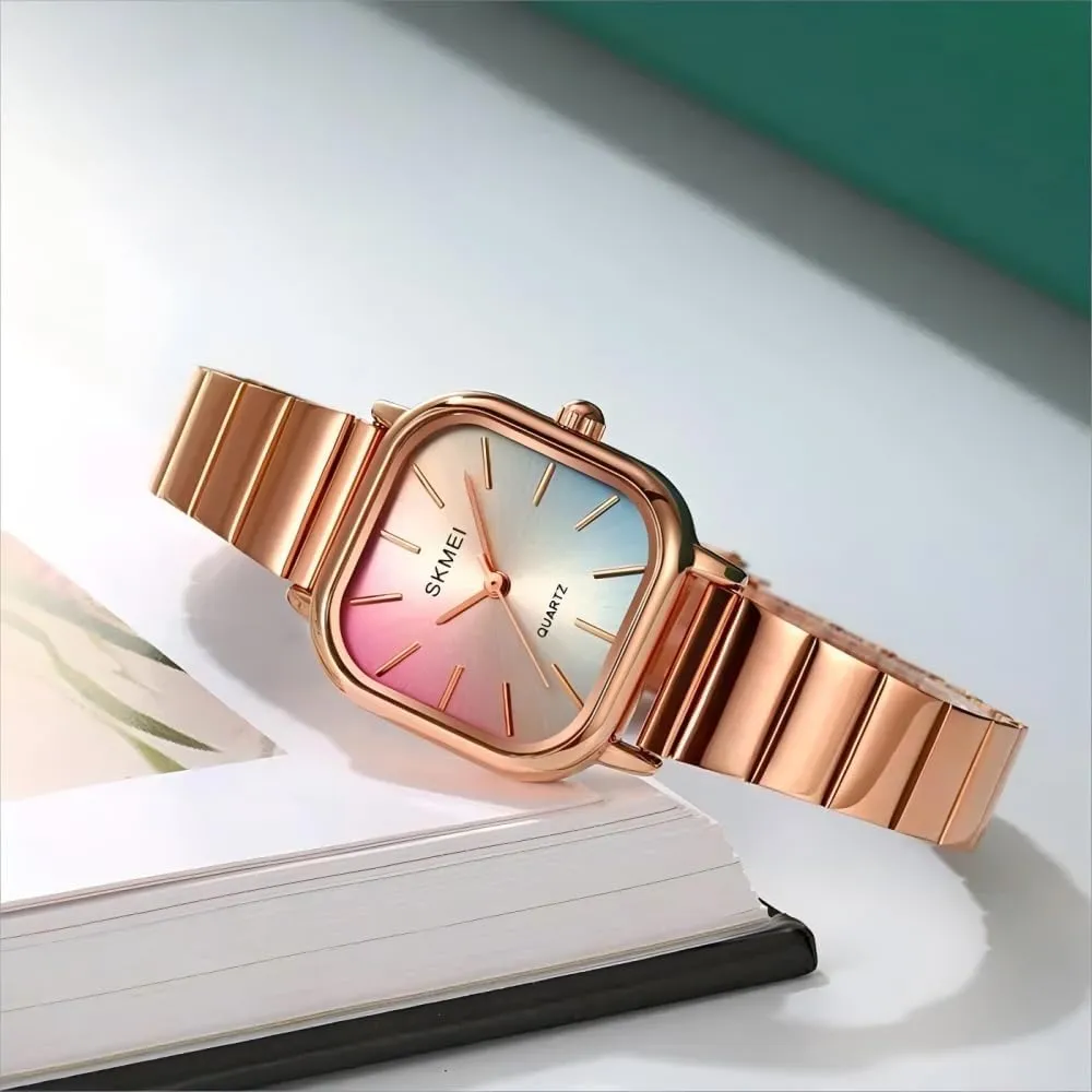 Dial Rose Gold Stainless Steel Strap Analog Quartz Wristwatch Waterproof Bracelet perception precede implicitly vegetation CARLIEN Women Luxury Dainty Elegant Watches Waterproof Dazzling Colorful Vibrant 