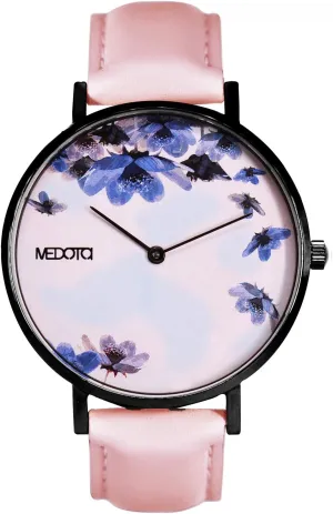Dial Water Resistant Analog Quartz Quickly Release Pink Leathers Strap Watch - No.BO-8801 MEDOTA Blossom illusion grouse Series - Flower Single 