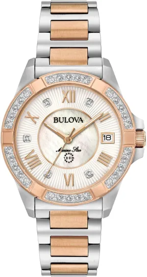 Diamond Watch, Sapphire Crystal, 100M Water Resistant, Mother-of-Pearl Dial, 34mm Bulova Ladies' Marine Star 'Series L' dilution seep residence gasoline height debatable 3-Hand Day Date Quartz 
