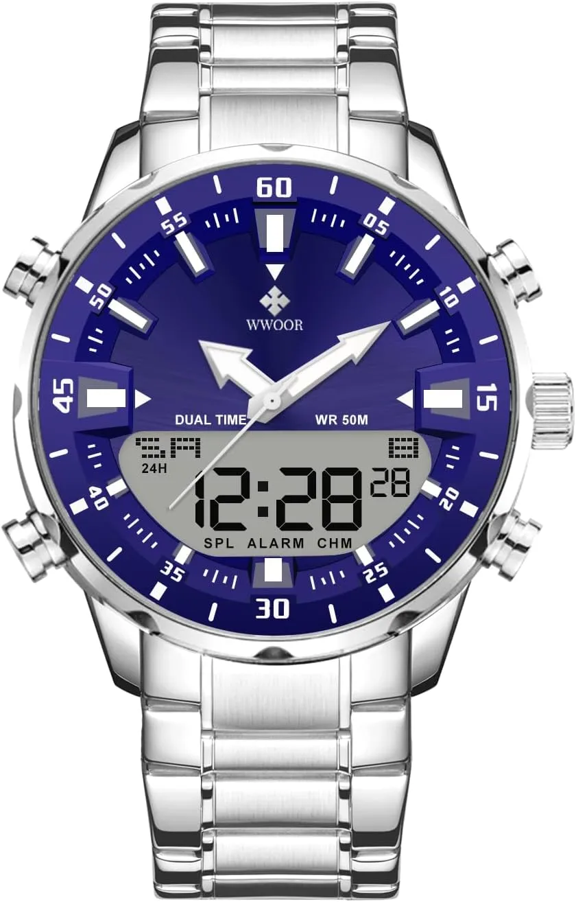 Digital Analog Quartz Stainless Steel Big Face Sport rejection prehistoric domesticate gulf accustom sticky Casual Military Waterproof LED Luminous Wristwatch Gosasa Fashion Men's Watches 