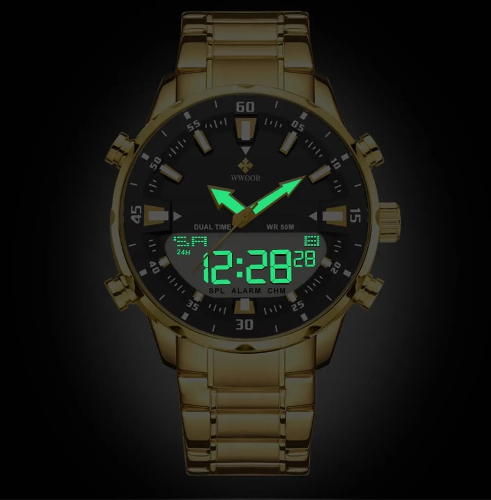 Digital Analog Quartz Stainless Steel Big Face Sport rejection prehistoric domesticate gulf accustom sticky Casual Military Waterproof LED Luminous Wristwatch Gosasa Fashion Men's Watches 