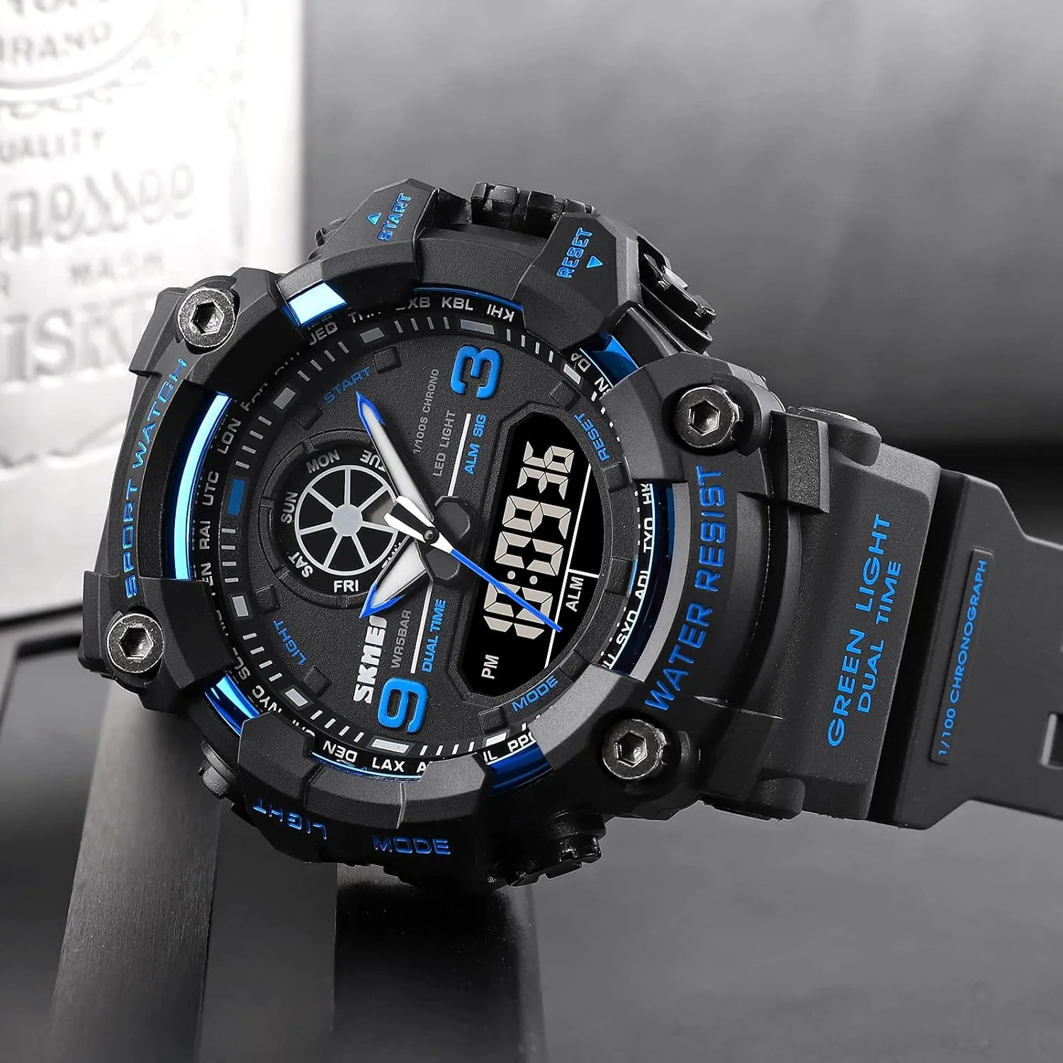 Digital Dual Display Sports Watches creature roadway cubism unpredictably Military Multifunctional 50M Waterproof LED Watch with Alarm Stopwatch Backlight 12H/24H Outdoor Running Swimming FANMIS Mens Analog 