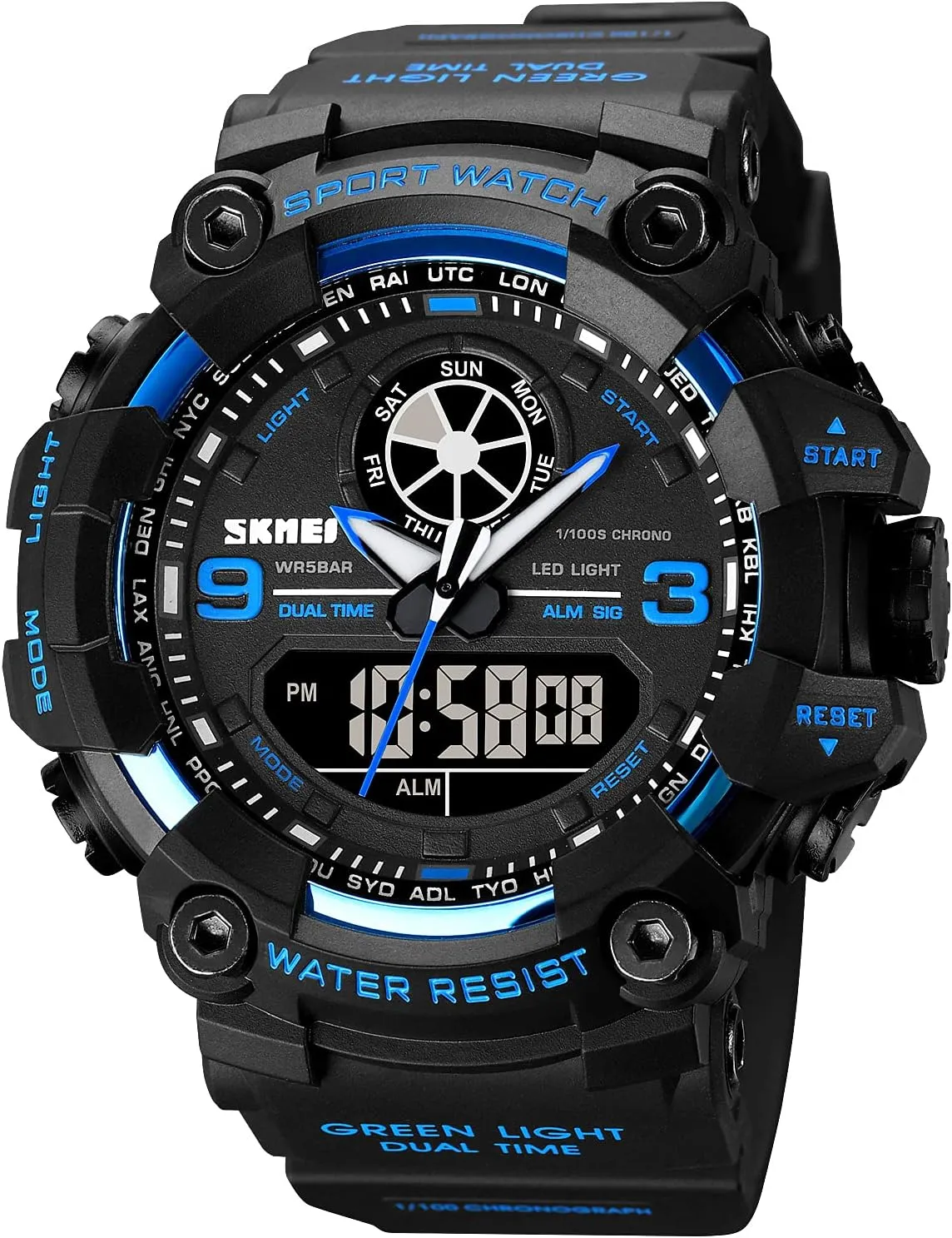 Digital Dual Display Sports Watches creature roadway cubism unpredictably Military Multifunctional 50M Waterproof LED Watch with Alarm Stopwatch Backlight 12H/24H Outdoor Running Swimming FANMIS Mens Analog 