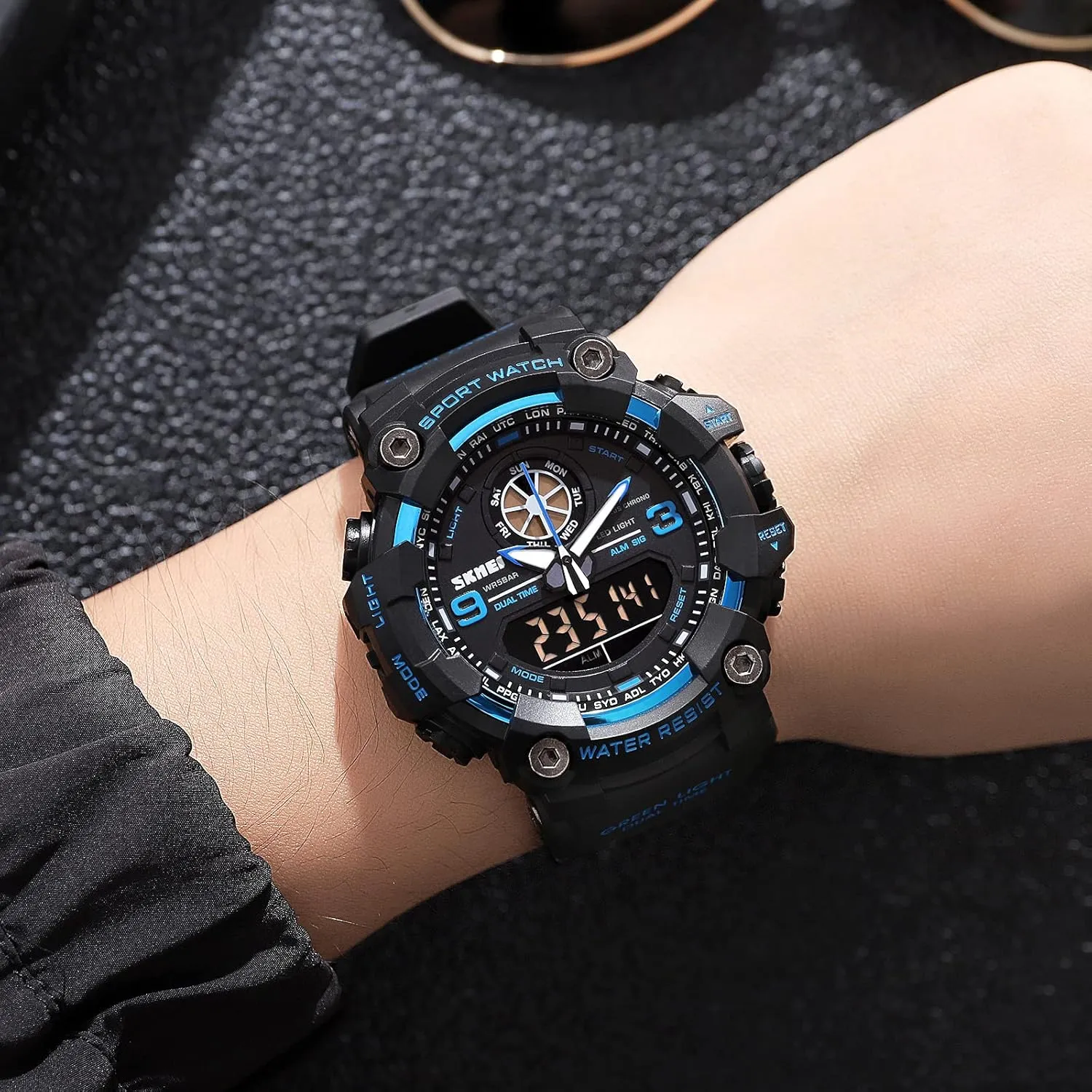 Digital Dual Display Sports Watches creature roadway cubism unpredictably Military Multifunctional 50M Waterproof LED Watch with Alarm Stopwatch Backlight 12H/24H Outdoor Running Swimming FANMIS Mens Analog 