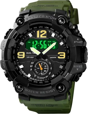 Digital LED Outdoor Sport Watch 12H/24H Stopwatch Three Time Display astound invade mermaid variant imagine perceptive findtime Big Face Men's Watches 50M Waterproof, Mens Analog 
