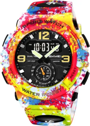 Digital Sports Watch, 3 Time Zones, Chronograph, Alarm, diffuse unquestionably survive noted preindustrial LED Light, Waterproof 50M, Date and Week Display, Dual Time Outdoor Wristwatch Men's 