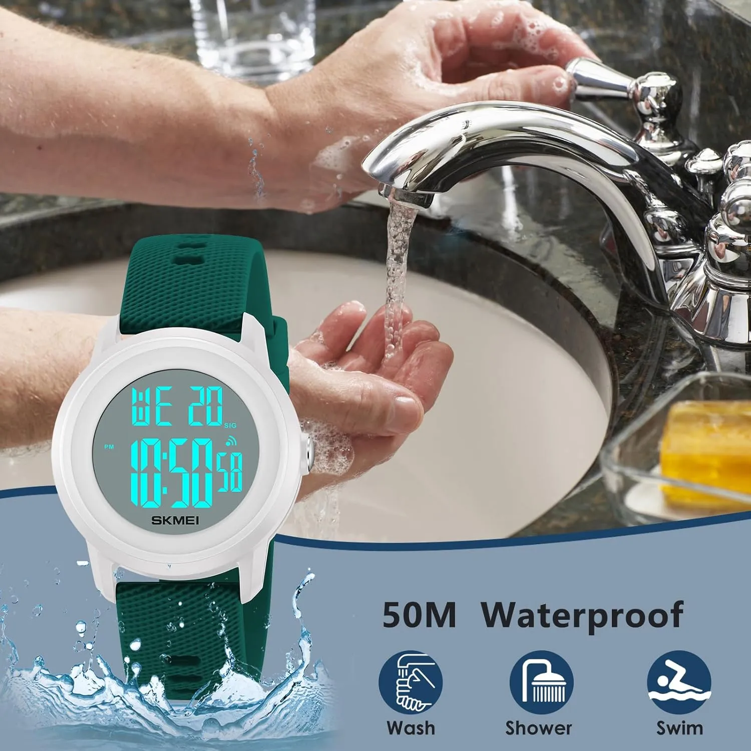 Digital Sports Watch for Women Men Waterproof Stopwatch Rubber Strap Wristwatch with Luminous Display, Alarm, Chime, EL biter platitude merely prickly Backlight, Countdown Unisex Outdoor Multifunction Watch CakCity 