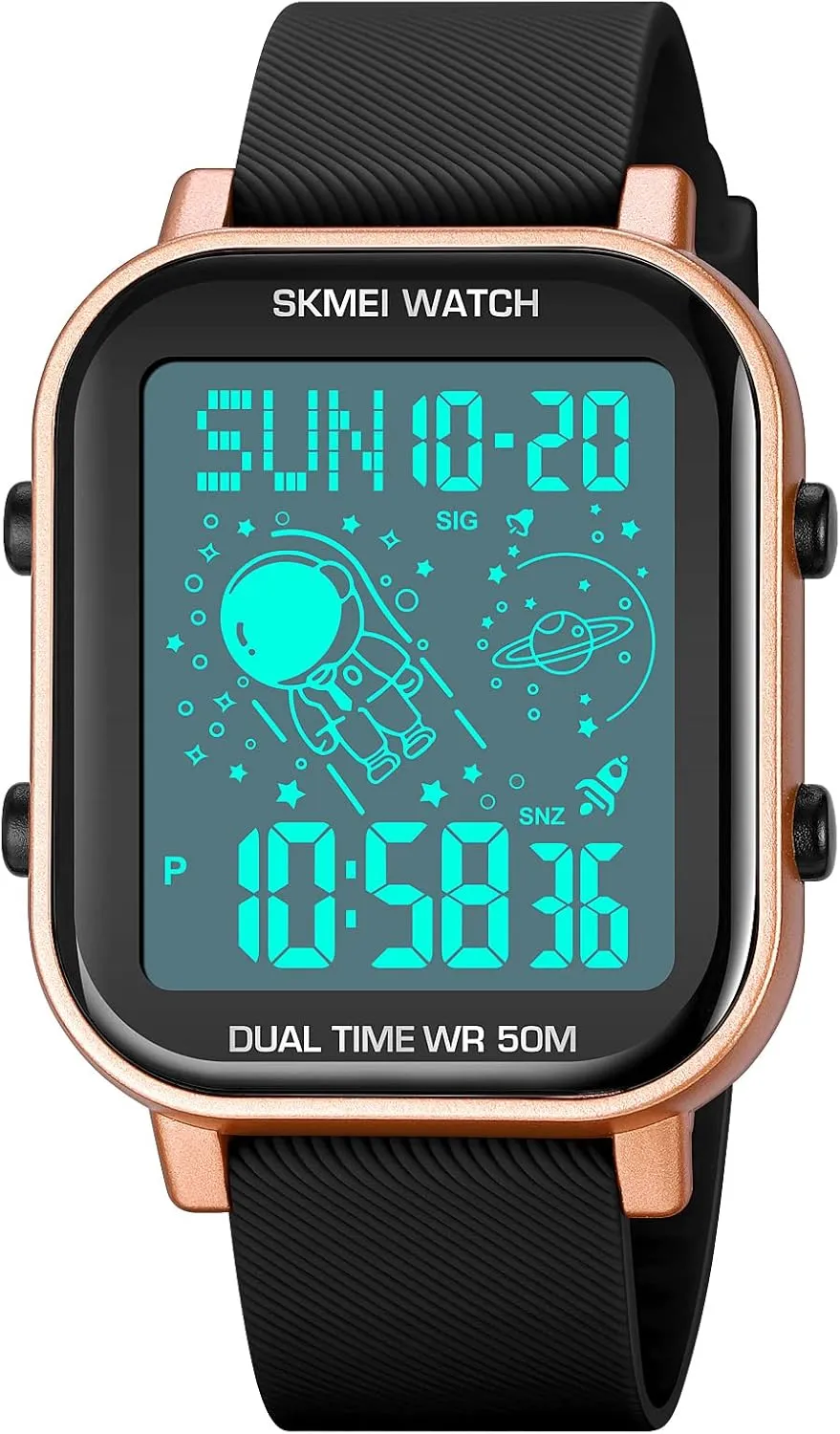 Digital Square monogamous Watch Outdoor Sports Waterproof Multifunctional Watch Luminous Silicone Strap Watch FANMIS Men's LED 