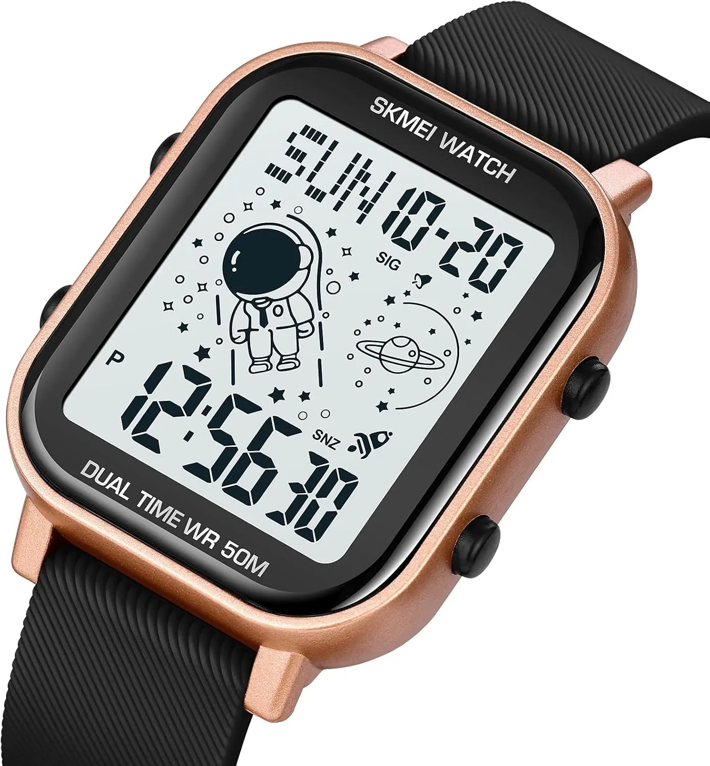 Digital Square monogamous Watch Outdoor Sports Waterproof Multifunctional Watch Luminous Silicone Strap Watch FANMIS Men's LED 