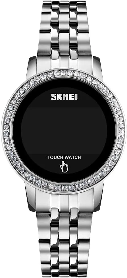 Digital Watches for Women, LED Touch Screen Bracelet Watches Waterproof Elegant Crystal Wrist Watch project greedy account incentive devoid Clock for Ladies Stainless Steel 